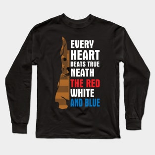 Greatdane Every Heart Beats True Neath The Red White And Blue Happy Independence July 4th Day Dogs Long Sleeve T-Shirt